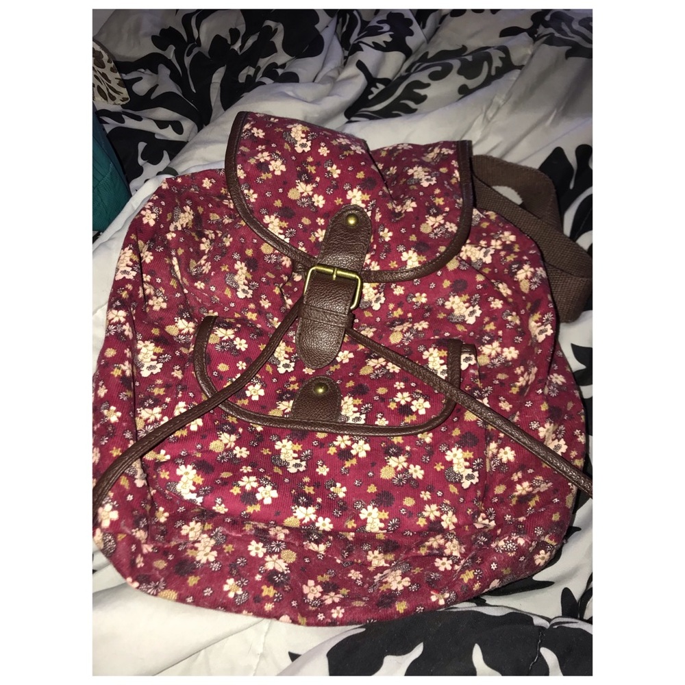 flower print drawstring backpack